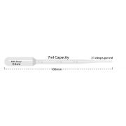 Transfer pipette, 7mL, large bulb, graduated to 3mL, non-sterile, bulk pack, 250/pk
