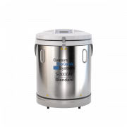 Model S-3000AB, Standard LN2 Container Including 2301 Autofill-Monitor System with Gas By-Pass and LN2 Hose; Features: Round space saving design, rust-free stainless steel vessel, castor mounted for easy mobility, advanced woven lid gasket design, counter