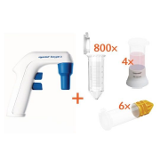 PROMO Easypet Starter Bundle (Option 2): Easypet 3 and 25mL screw cap Starter Set. (Four cases x 25mL tubes (PCR Clean, screw cap, 800 tubes), four x 25mL/50mL single tube stands, six adapters for 25mL tubes in 50mL bore holes.)