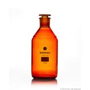 Borosil® Amber Reagent Bottles Plain Narrow Mouth Graduated I/C Glass Stopper 2000 mL , 5/CS