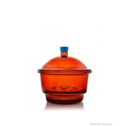 Borosil® Amber Glass Desiccator with Porcelain Plate and Borosilicate Lid with Plastic Knob, 250 mm D, 1/EA