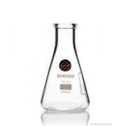Borosil® Flasks, Erlenmeyer, Narrow Mouth, Ground Glass w/ Stoppers, 50mL, 19/26, 10/CS