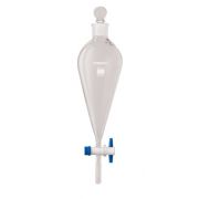 Borosil® Glass Separating Funnel Pear Shape PTFE Stopcock I/C Glass stopper 1000mL, 10/CS