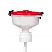 EZwaste 8" Safety Funnel, HDPE, Red Lid, VersaCap 80mm, 1/EA