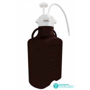 EZBio® Single Use Carboy Assembly, 20L, Amber HDPE, VersaCap® 120mm, TPE Tubing w/ Dip Tube, Sterilized, 1/EA