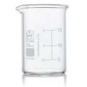 Beaker, Globe Glass, 20mL, Low Form Griffin Style, Dual Graduations, ASTM E960, 12/Box
