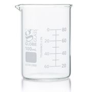 Beaker, Globe Glass, 100mL, Low Form Griffin Style, Dual Graduations, ASTM E960, 12/Box