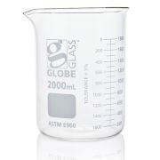Beaker, Globe Glass, 2000mL, Low Form Griffin Style, Dual Graduations, ASTM E960, 4/Box