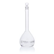 Flask, Volumetric , Globe Glass, 500mL, Class A, To Contain (TC), ASTM E288, 6/Box