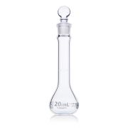 Flask, Volumetric,  Wide Mouth, Globe Glass, 20mL, Class A, To Contain (TC), ASTM E288, 6/Box