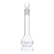 Flask, Volumetric,  Wide Mouth, Globe Glass, 25mL, Class A, To Contain (TC), ASTM E288, 6/Box
