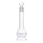 Flask, Volumetric,  Wide Mouth, Globe Glass, 25mL, Class A, To Contain (TC), ASTM E288, 6/Box