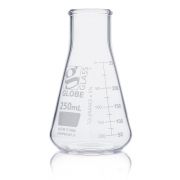 Flask, Erlenmeyer, Globe Glass, 250mL, Wide Mouth, Dual Graduations, ASTM E1404, 12/Box