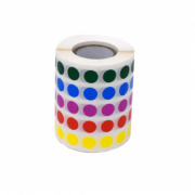 Label Rolls, Cryo, 9.5mm Dots, for 0.5-1.5mL Tubes, Assorted Colors (1000 dots in blue, green, violet, red and yellow)