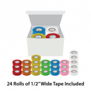 Labeling Tape, 1/2" x 500", Assorted Colors (5 white, 4 yellow, 3 blue, 3 green, 3 orange, 3 pink, 3 red)