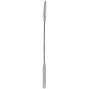 Heathrow Scientific spatula with round end and tapered flat end; nickel-plated steel wire; 195mm; mirror finish; autoclavable; each.