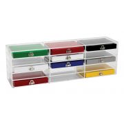 Storage Rack for the 50- and 100-Place Boxes, Clear acrylic construction allows the labels to be seen on the slide boxes, Holds 15 each, size 71 x 171 x 228mm