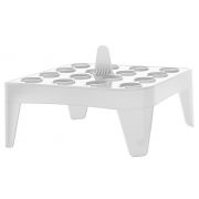 Heathrow Scientific square floating test tube rack for 1.5/2.0mL tubes; 16-place; white; 4" square; detachable legs; pkg/4.