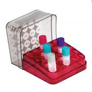 5 x 5 array boxes, ruby red, vial size, ml up to 2.0, 76 x 76 x 53mm