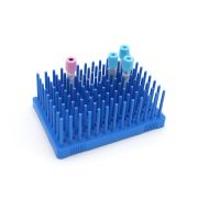 Heathrow Scientific peg racks, 96 pegs; blue; autoclavable; fiberglass-reinforced polypropylene. Features: embossed indexing, ribbed grips, and drainage holes. Pack of 2.