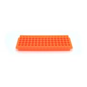 Heathrow Scientific 80-well microtube rack for 1.5/2.0 ml tubes, 5 x 16 array, autoclavable, orange, (pack of 5).
