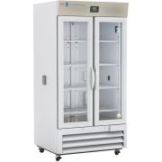Premier Chromatography Refrigerator 36 Cu. Ft. Double Swing Glass Door with microprocessor temperature controller,  Temp display & Alarm module with battery back-up, audible and visual high/low temp alarms, °C/°F convertible temperature display, remote al