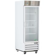 Standard Chromatography Refrigerator 23 Cu. Ft. Single Glass Door with microprocessor temperature controller, audible and visual high/low temp alarms, remote alarm contacts, one duplex outlet, one 2" access port and casters. Requires two (2) outlets. Warr
