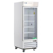 Standard Chromatography Refrigerator 26 Cu. Ft. Single Glass Door with microprocessor temperature controller, audible and visual high/low temp alarms, remote alarm contacts, one duplex outlet, one 2" access port and casters. Requires two (2) outlets. Warr