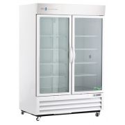 Standard Chromatography Refrigerator 49 Cu. Ft. Double Swing Glass Door with microprocessor temperature controller, audible and visual high/low temp alarms, remote alarm contacts, one duplex outlet, one 2" access port and casters. Requires two (2) outlets