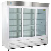 Standard Chromatography Refrigerator 69 Cu. Ft. Triple Slide Glass Door with microprocessor temperature controller, audible and visual high/low temp alarms, remote alarm contacts, one duplex outlet, one 2" access port and casters. Requires two (2) outlets