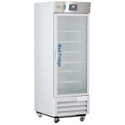 23 Cu. Ft. Premier Pharmacy/Vaccine Glass Door Refrigerator with microprocessor temperature controller with audible and visual alarms, remote alarm contacts, keyed door locks, pharmacy refrigerator/freezer toolkit, temperature logs and CDC approved power 
