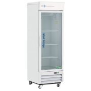 16 Cu. Ft. Standard Pharmacy/Vaccine Glass Door Refrigerator with microprocessor temperature controller with audible and visual alarms, remote alarm contacts, keyed door locks, casters, and pharmacy refrigerator/freezer toolkit, temperature logs and CDC a