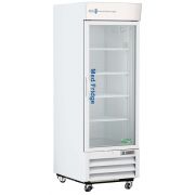 23 Cu. Ft. Standard Pharmacy/Vaccine Glass Door Refrigerator with microprocessor temperature controller with audible and visual alarms, remote alarm contacts, keyed door locks, casters, and pharmacy refrigerator/freezer toolkit, temperature logs and CDC a