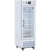 16 Cu. Ft. Premier NSF/ANSI 456 Compliant Pharmacy/Vaccine Refrigerator, Single Glass Door with microprocessor temperature controller with audible and visual alarms, remote alarm contacts, keyed door locks, casters, and pharmacy refrigerator/freezer toolk