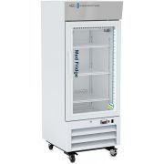 12 Cu. Ft. Standard NSF/ANSI 456 Compliant Pharmacy/Vaccine Refrigerator, Single Glass Door with microprocessor temperature controller with audible and visual alarms, remote alarm contacts, keyed door locks, casters, and pharmacy refrigerator/freezer tool