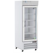 23 Cu. Ft. Standard NSF/ANSI 456 Compliant Pharmacy/Vaccine Refrigerator, Single Glass Door with microprocessor temperature controller with audible and visual alarms, remote alarm contacts, keyed door locks, casters, and pharmacy refrigerator/freezer tool