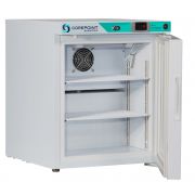 Corepoint Scientific White Diamond Series Countertop Refrigerator, Freestanding, 1 Cu. Ft., Glass Door