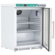 Corepoint Scientific White Diamond Series Undercounter Refrigerator, Built-In, 4.6 Cu. Ft., Glass Door, ADA