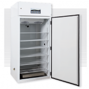 Drosophila Biological Incubator - Standard 36 series (33.5" wide), with (6) tiers, non-lighted chamber, Phenolic coated Refrigeration coil to prolong life of chamber from acidic environment created by Drosophila.  Also standard equiped with H1 Pan-type Hu
