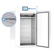 Plant Growth Chamber Series - 36 series (36" wide), with (1) tier of horizontal SciWhite enhanced with Red 660nm LED lighted shelving (680 µmoles/m2/s of light irradiance measured at 6” from the LEDs, standard dimmable from 10%-100% in 1% increments).  Ai