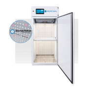 Plant Growth Chamber Series - 36 series (36" wide), with (2) tiers of horizontal SciWhite enhanced with Red 660nm LED lighted shelving (680 µmoles/m2/s of light irradiance measured at 6” from the LEDs, standard dimmable from 10%-100% in 1% increments).  A