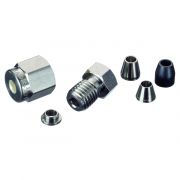 Restek Packed Column Installation Kit; for 2 mm ID columns; for valve applications. Kit contains: 1/8" stainless steel nut (1), stainless steel Valco nut (1), 1/8" Vespel/graphite ferrule (1), stainless steel Valco ferrule (1), 1/8" stainless steel front 