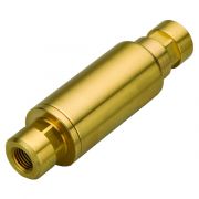 Restek Flash Arrestor. Brass, for flammable gases including hydrogen, valve cuts off gas supply in the event of a flashback; can be reset and reused after flashback has occurred; ¼" female NPT; Pmax: 50psi for hydrogen.