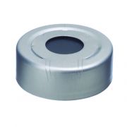 Aluminum Seal w/Septa, 20mm Press Rel.Silvr w/PTFE Gray Butyl 100Pack