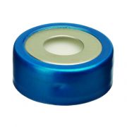 Restek 20mm BiMetal Magnetic Seals with PTFE/Silicone Septa; Blue/Silver; Crimp-top with 8mm hole; 100-pk.