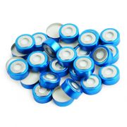 20mm Magnetic Crimp Cap, Blue Bi-Metal, 3mm PTFE/Silicone Septum w/8mm Hole, 1000/PK
