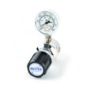 Restek line regulator, brass, single stage, ultra high purity; 0-150psig outlet pressure; 0-200psig outlet gauge; ¼" female NPT ports; each.