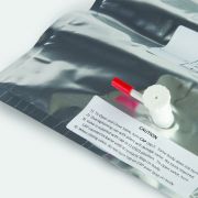 Gas Sampling Bag, Multi-Layer Foil, 3L, 10" x 10" w/polypropylene combo valve & septum, 1 eyelet, 5-pk