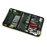 Restek 54 piece Tool Kit. Includes: screwdrivers, pliers, wrenches, sockets, scissors, clamps and more. Durable, zippered notebook-style carrying case.