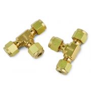 Swagelok Fitting, Brass, 1/4" Tee, 2-pk